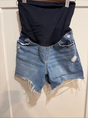 Maternity Distressed Denim Shorts with Black Support Panel Target Brand